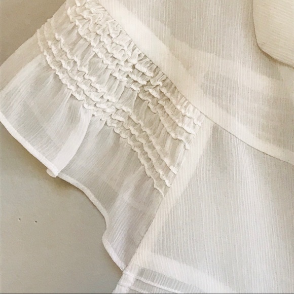 Ann Taylor Loft antique white chiffon blouse - Picture 3 of 10